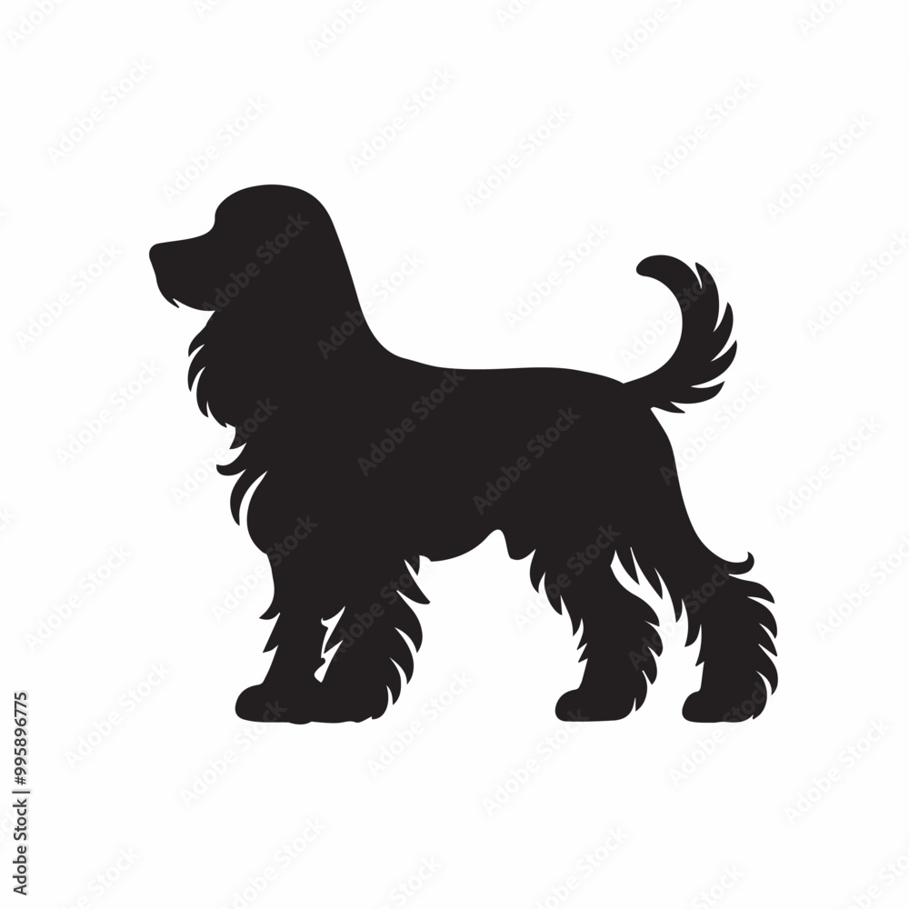 Cocker Spaniel dog standing silhouette Design, Dog Vector illustration in black and white
Cocker Spaniel dog standing silhouette Design, Dog Vector illustration in black and white