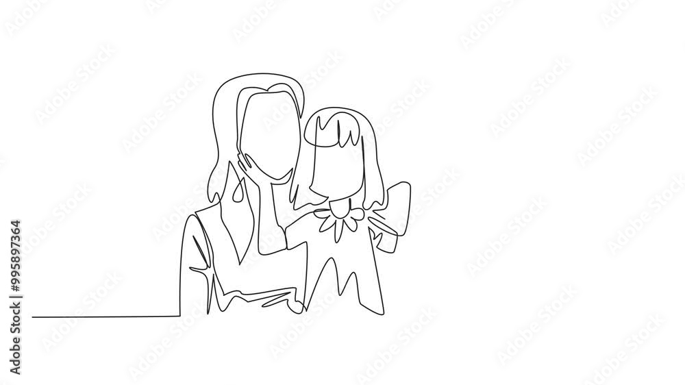 Self drawing animation of continuous one line drawing a family relaxing, daughter holding parents' cheeks. Fun when gathering. Provide understanding. Forgive Mom and Dad Day. Full length animated Self drawing animation of continuous one line drawing a family relaxing, daughter holding parents' cheeks. Fun when gathering. Provide understanding. Forgive Mom and Dad Day. Full length animated