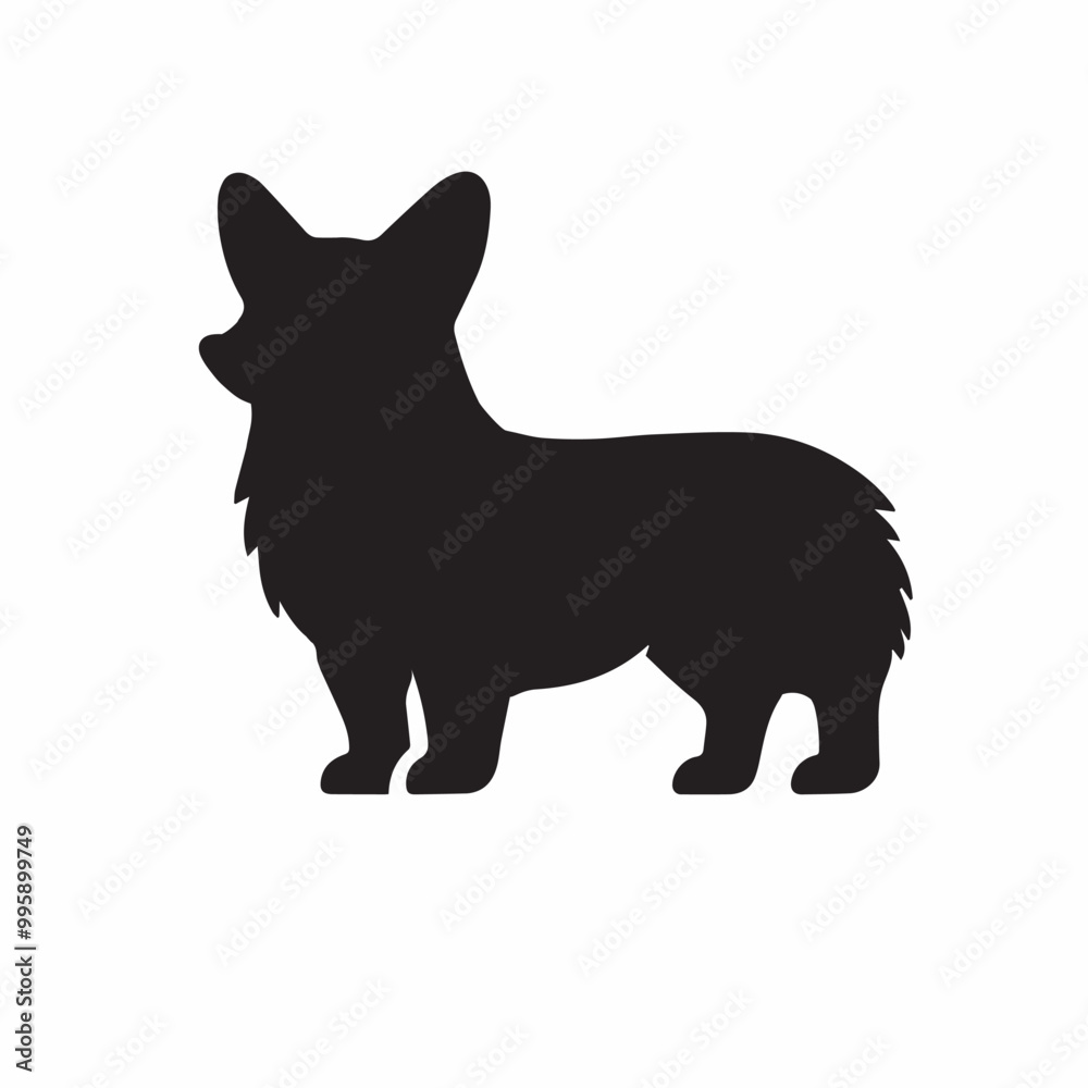 Welsh Corgi dog standing silhouette Design, Dog Vector illustration in black and white
Welsh Corgi dog standing silhouette Design, Dog Vector illustration in black and white
