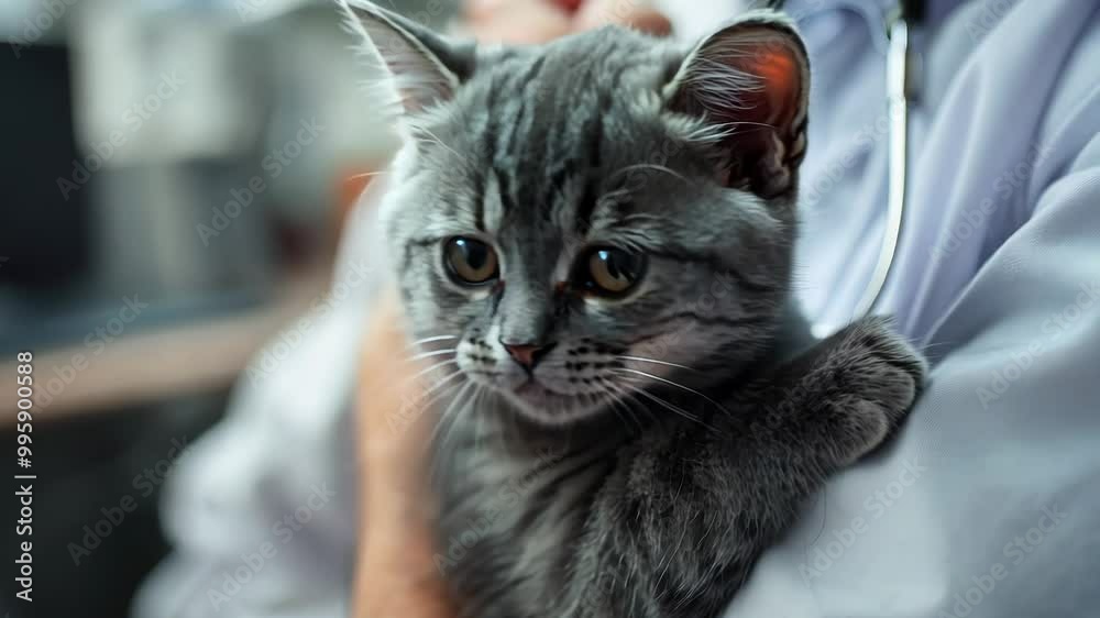 A kitten in the arms of a veterinarian A kitten in the arms of a veterinarian