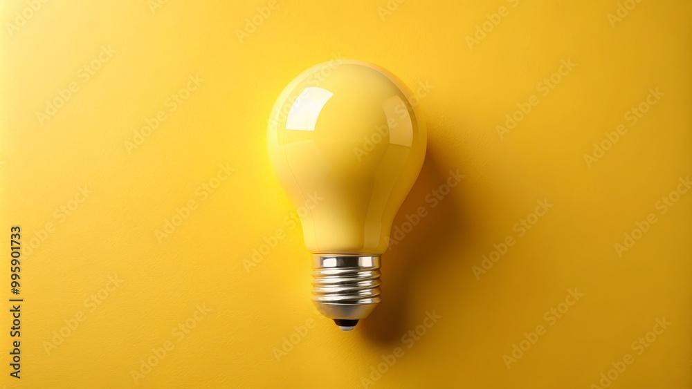 Yellow light bulb is lying on a yellow background, representing concepts like ideas, creativity, and innovation Yellow light bulb is lying on a yellow background, representing concepts like ideas, creativity, and innovation