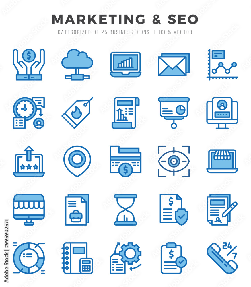 Marketing & SEO icons set. Vector illustration. Marketing & SEO icons set. Vector illustration.