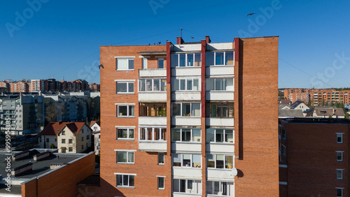 Modern Brick Apartment Building in Urban Setting