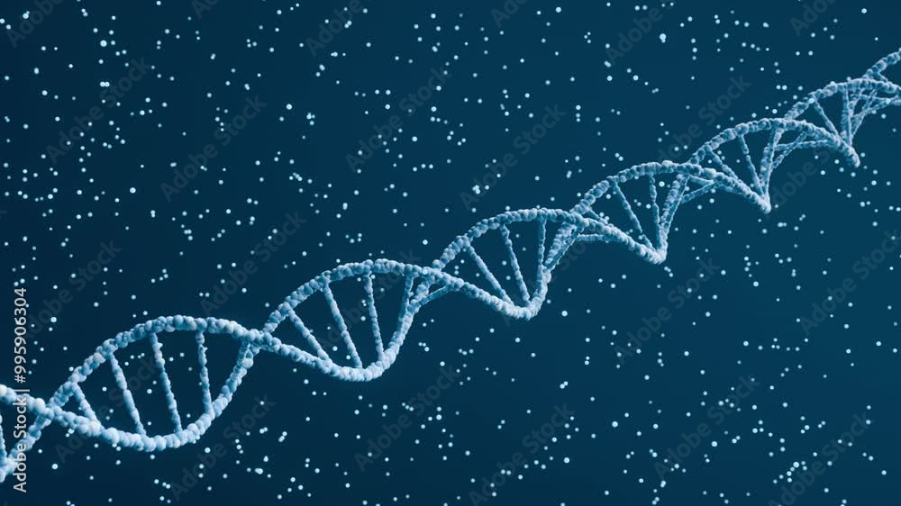 3D render of DNA strands with light particles. Scientific concept of genetics and molecular biology. 3D render of DNA strands with light particles. Scientific concept of genetics and molecular biology.