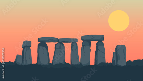 Mystical Stonehenge A Majestic Ancient Monument in Vector Art