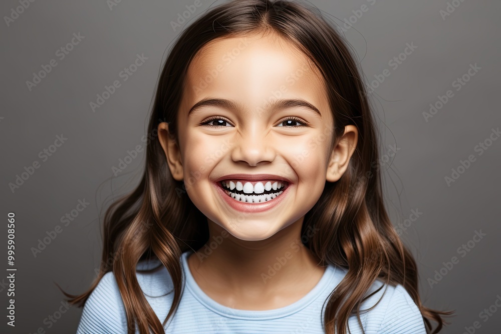 Vibrant Closeup Portrait of a Happy Girl with a Bright Smile for Dental Marketing
