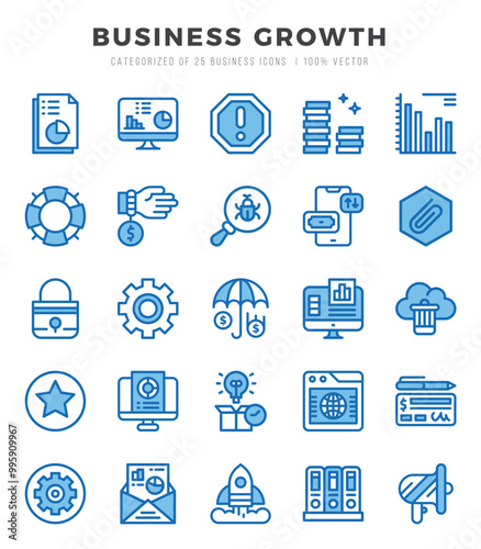 Business Growth web icons in Two Color style.