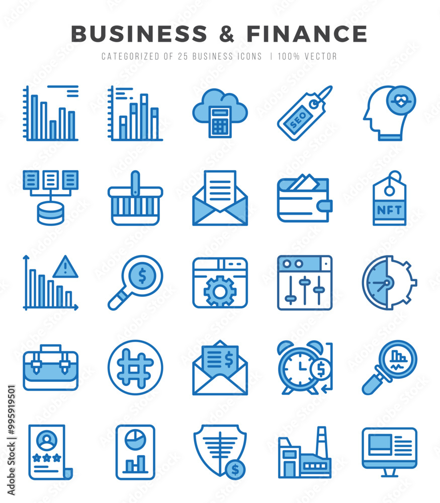 Set of Business & Finance Icons. Simple line art style icons pack. Set of Business & Finance Icons. Simple line art style icons pack.