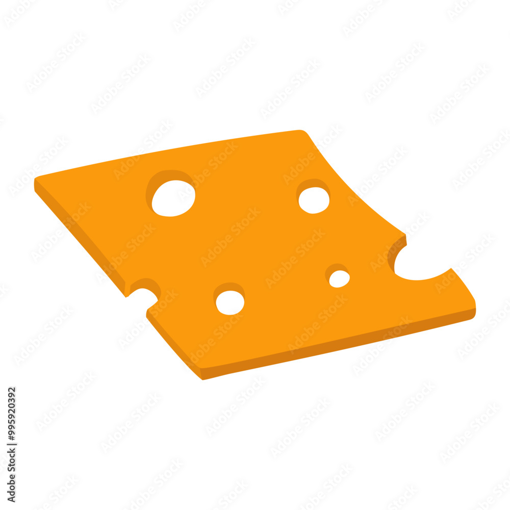 Slices of yellow cheese are flat. Square slice of cheese with holes straight, insulated slice of Swiss cheese with holes, dairy breakfast food, modern vector illustration of cheese with slices on whit Slices of yellow cheese are flat. Square slice of cheese with holes straight, insulated slice of Swiss cheese with holes, dairy breakfast food, modern vector illustration of cheese with slices on whit