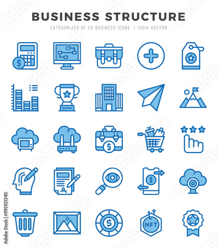 Business Structure Icons Pack Two Color Style. Vector illustration.