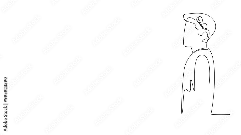 Animated self drawing of continuous line drawing a youngster with a butterfly in his head. Get peace by thinking peacefully. Healthy. World Teen Mental Wellness Day. Full length single line animation Animated self drawing of continuous line drawing a youngster with a butterfly in his head. Get peace by thinking peacefully. Healthy. World Teen Mental Wellness Day. Full length single line animation