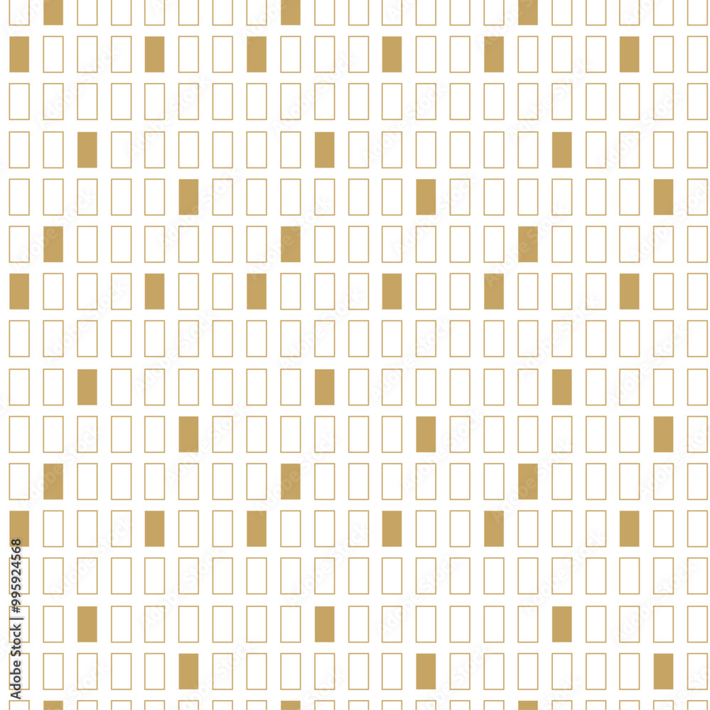 Fototapeta premium Abstract geometric pattern with squares, stripes, lines. Seamless vector background. White and gold ornament. Modern graphic design.