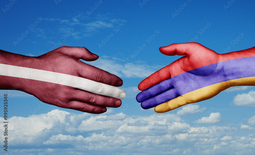 Armenia and Latvia country handshaking Armenia and Latvia country handshaking
