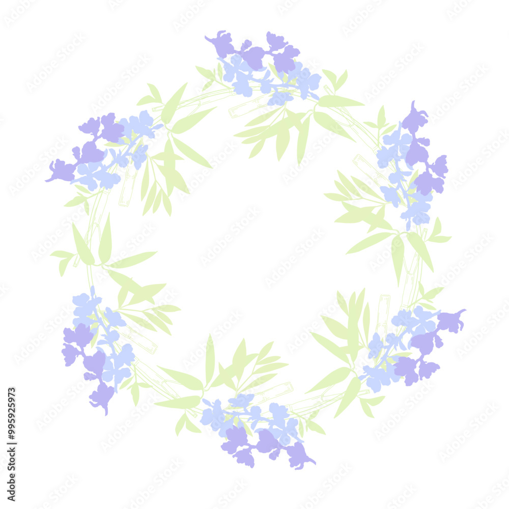 Circle frame with bamboo and sakura. Hand drawn round line border, leaves and flowers, wedding invitation and cards, logo design and posters template. Elegant minimal style floral. Circle frame with bamboo and sakura. Hand drawn round line border, leaves and flowers, wedding invitation and cards, logo design and posters template. Elegant minimal style floral.