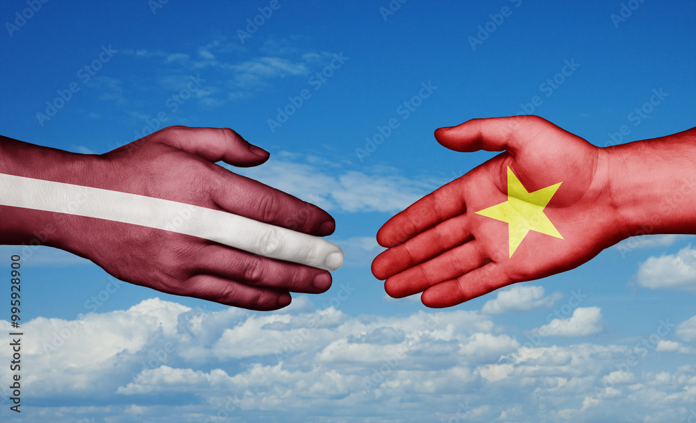 Vietnam and Latvia country handshaking Vietnam and Latvia country handshaking