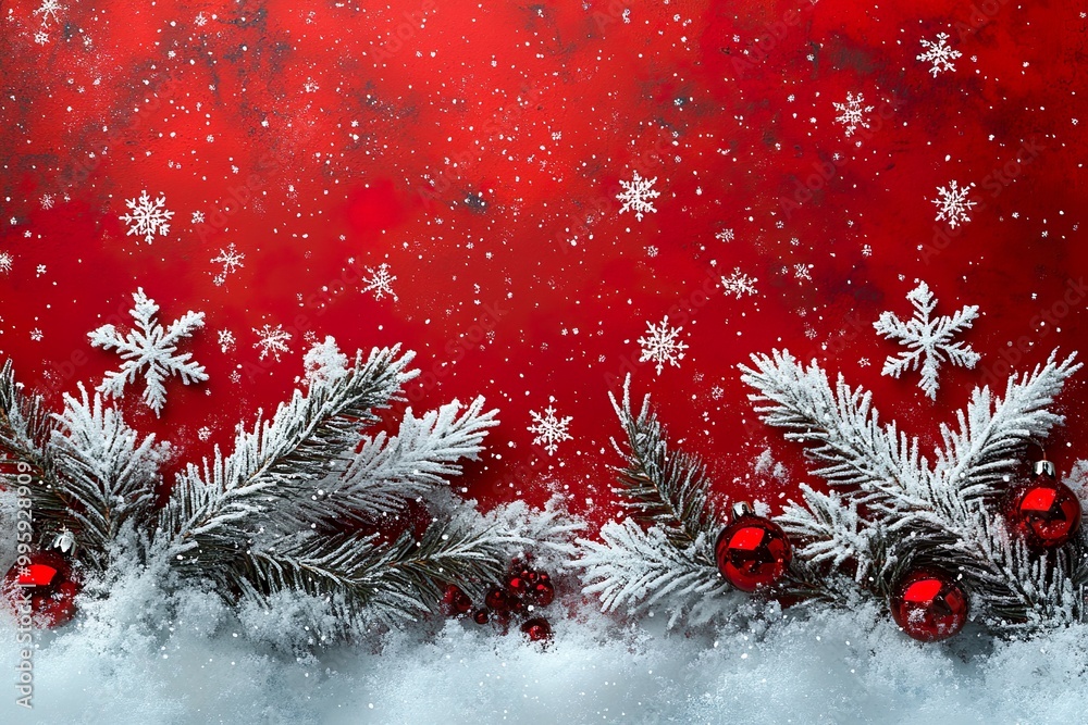 Red christmas card with white snowflakes vector illustration Red christmas card with white snowflakes vector illustration