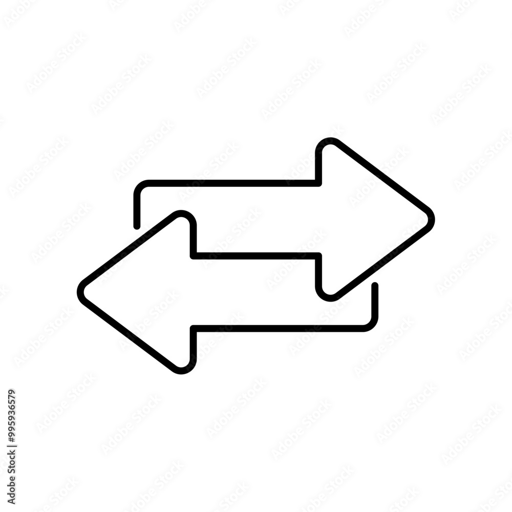 exchange arrow icon, line vector isolated on white background. trendy and modern design exchange arrow icon, line vector isolated on white background. trendy and modern design