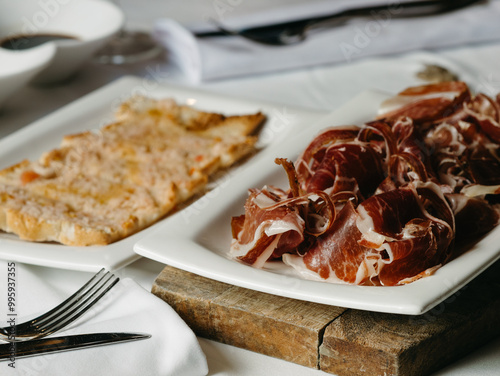 Salad ham spanish food photo