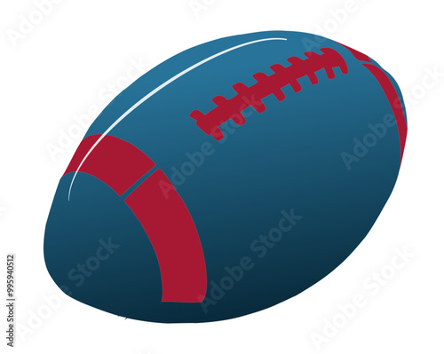 American football ball graphics-  red and blue, sport vector graphics for street art -  art illustration - multicolor - 