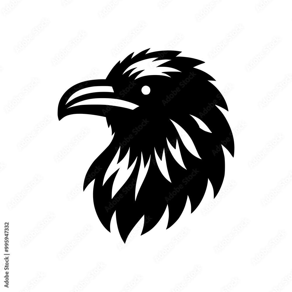 Fototapeta premium Vector logo of a flying raven. black and white illustration of a crow isolated on white background. can be used as a tattoo, emblem, logo.