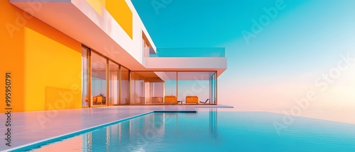 Gigantic Mansion with Soft Gradient Tones