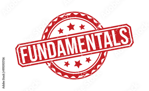 Fundamentals red rubber stamp vector design.