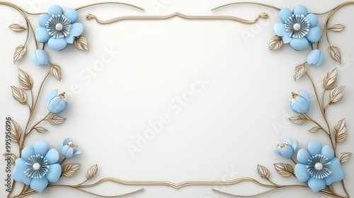 Floral Frame with Gold Accents