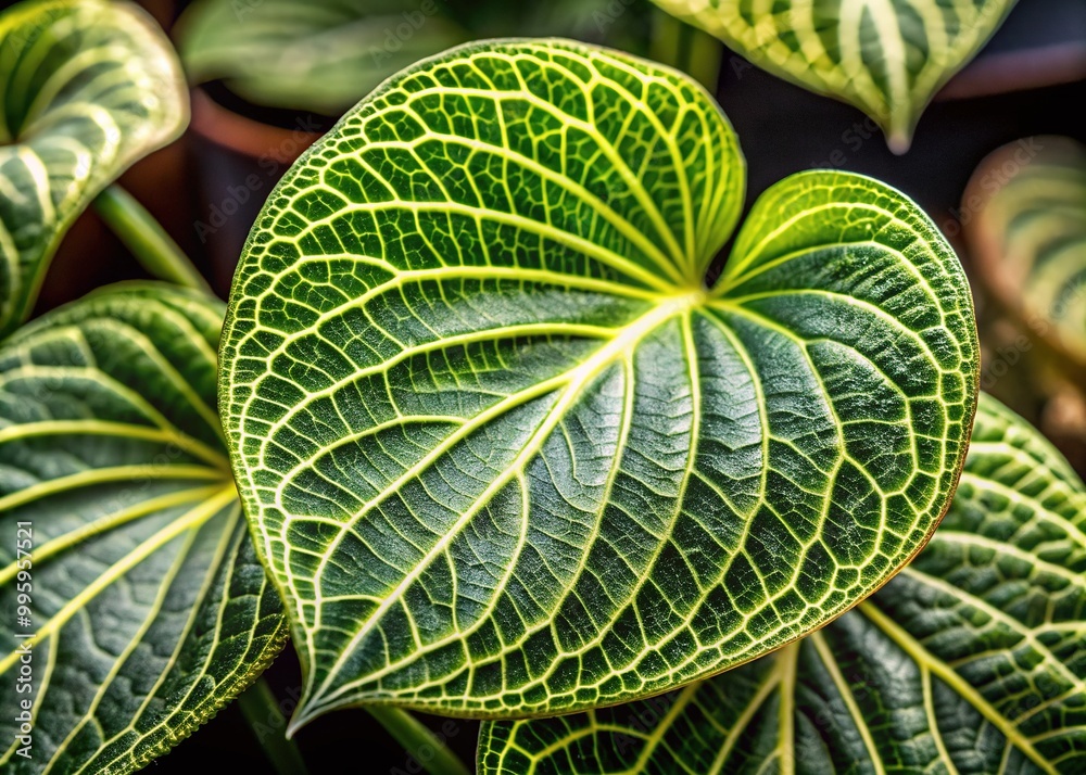 A velvety leaf with intricate veins and serrated edges unfurls, revealing a soft green hue with subtle hints of yellow and cream tones. A velvety leaf with intricate veins and serrated edges unfurls, revealing a soft green hue with subtle hints of yellow and cream tones.