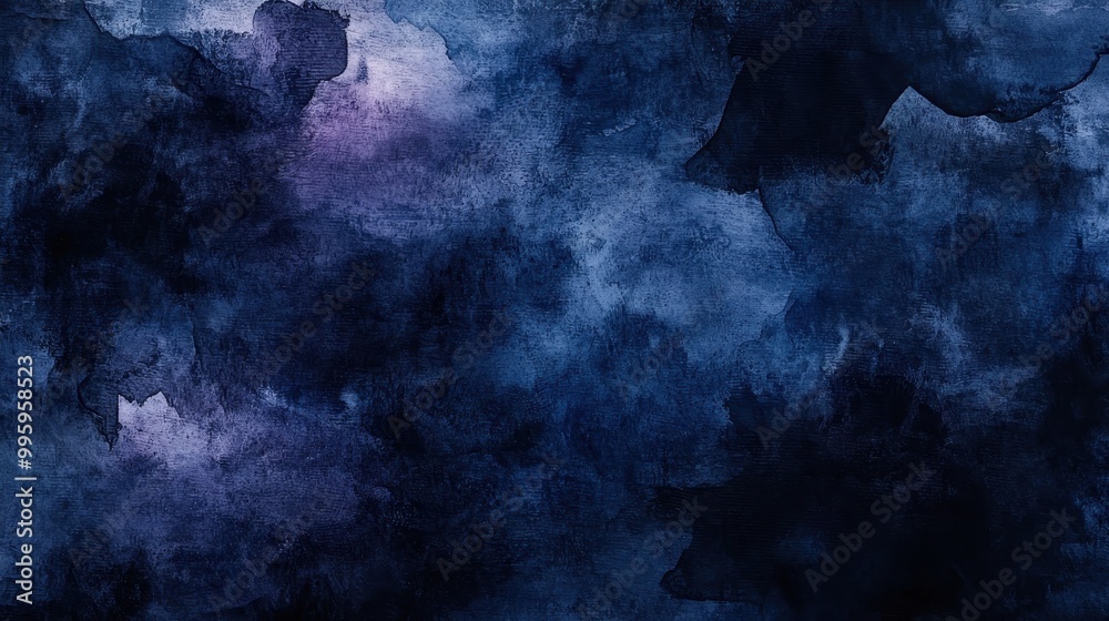 Abstract watercolor texture in deep blue and purple hues with moody, cloud-like patterns. Abstract watercolor texture in deep blue and purple hues with moody, cloud-like patterns.