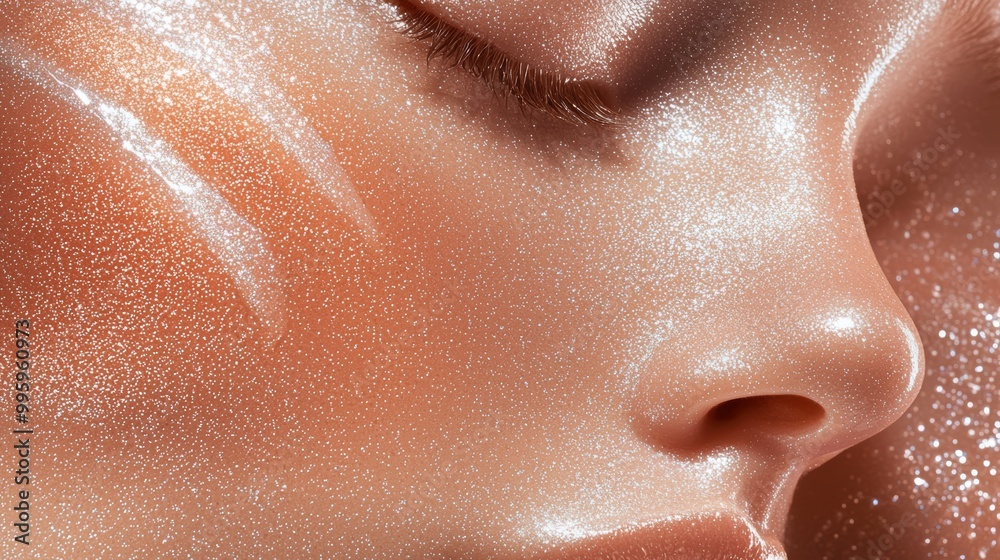 Fototapeta premium A streak of dewy skin tints in light to medium shades, showing off their sheer, natural finish for a radiant glass skin effect.