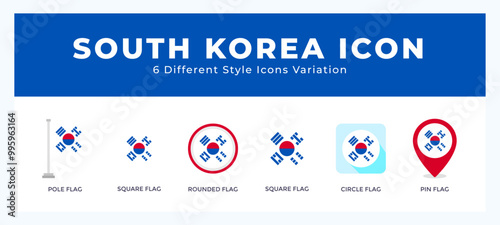 South korea icon symbol. isolated. vector illustration with different styles