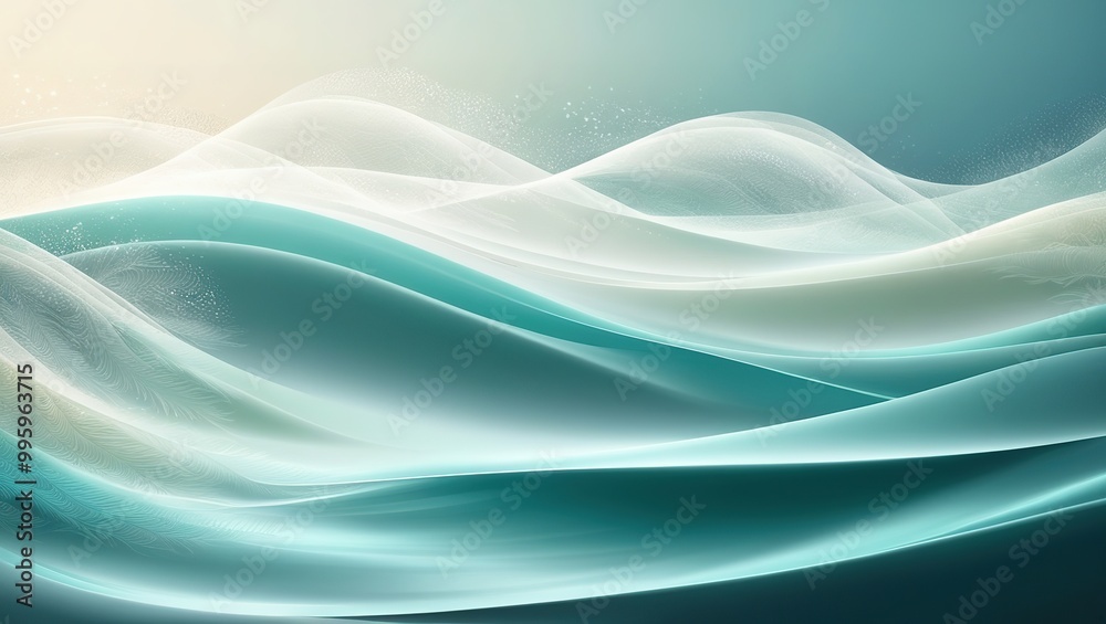 Fototapeta premium Abstract Teal and White Background with Feather Texture