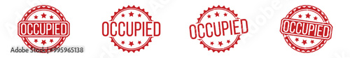 Occupied Red rubber stamp on white background. Occupied stamp sign. Occupied stamp.