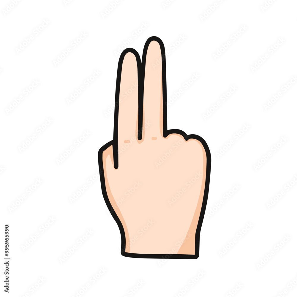 vector illustration of hand showing peace sign, number two for counting number, and playing rock paper scissor vector illustration of hand showing peace sign, number two for counting number, and playing rock paper scissor
