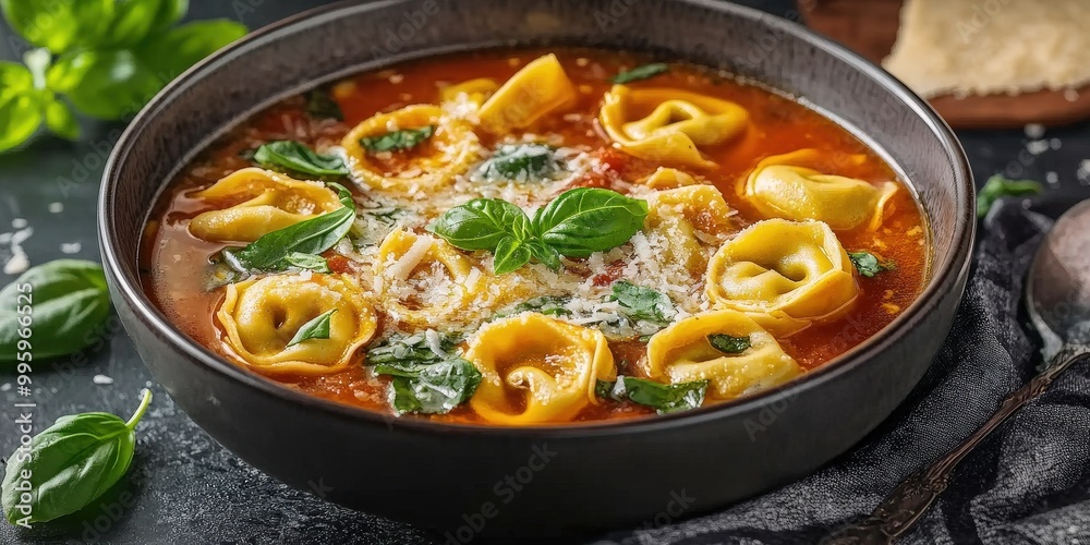 Delicious Italian Tortellini Soup with Parmesan Cheese Delicious Italian Tortellini Soup with Parmesan Cheese