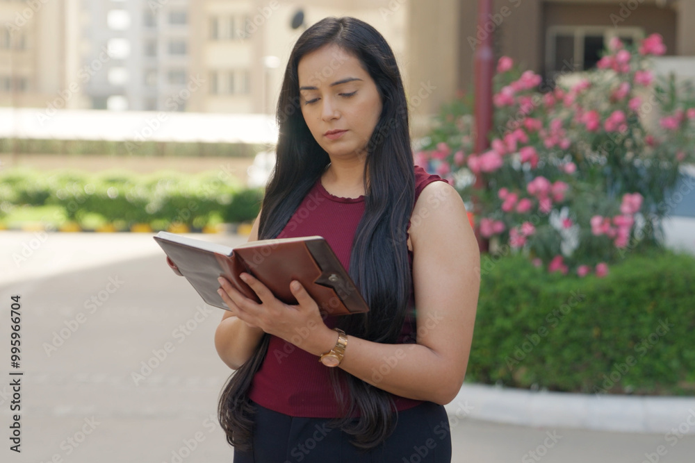 Obraz premium Indian Woman Reading Book