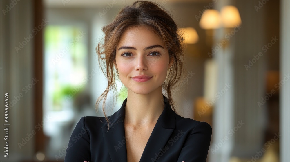 Confident Woman with Elegant Hairstyle in a Business Suit Confident Woman with Elegant Hairstyle in a Business Suit