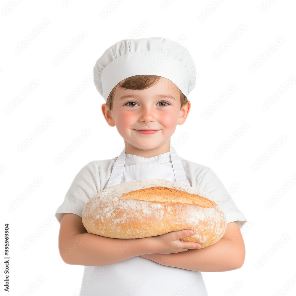 Young Chef Holding Freshly Baked Bread with a Smile Young Chef Holding Freshly Baked Bread with a Smile