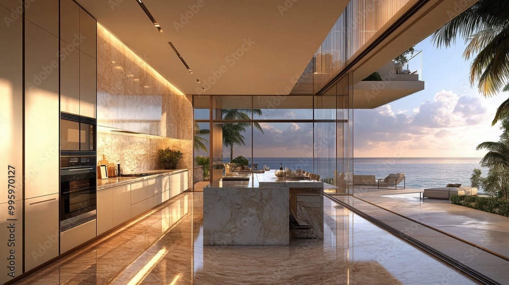 a modern kitchen with stylish appliances and marble countertops in a luxury waterfront home defines elegant seaside living a modern kitchen with stylish appliances and marble countertops in a luxury waterfront home defines elegant seaside living