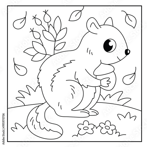 Chipmunk coloring page for kids