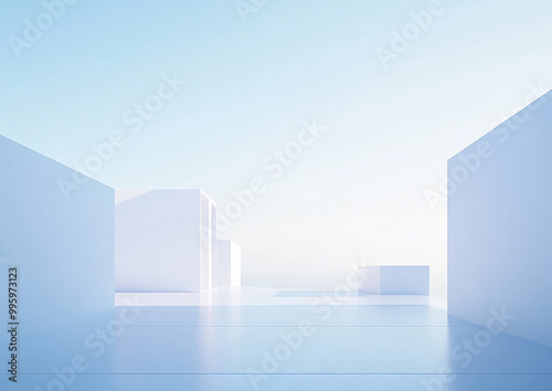 Abstract 3d rendering minimalist style architectural space scene