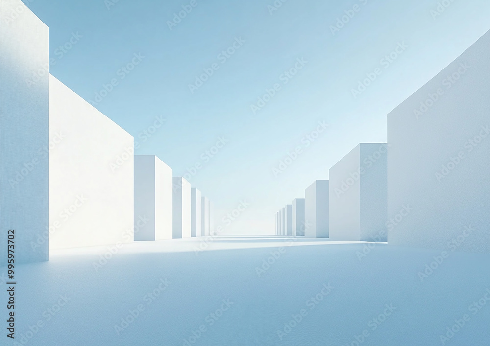 Abstract 3d rendering minimalist style architectural space scene, Abstract 3d rendering minimalist style architectural space scene,