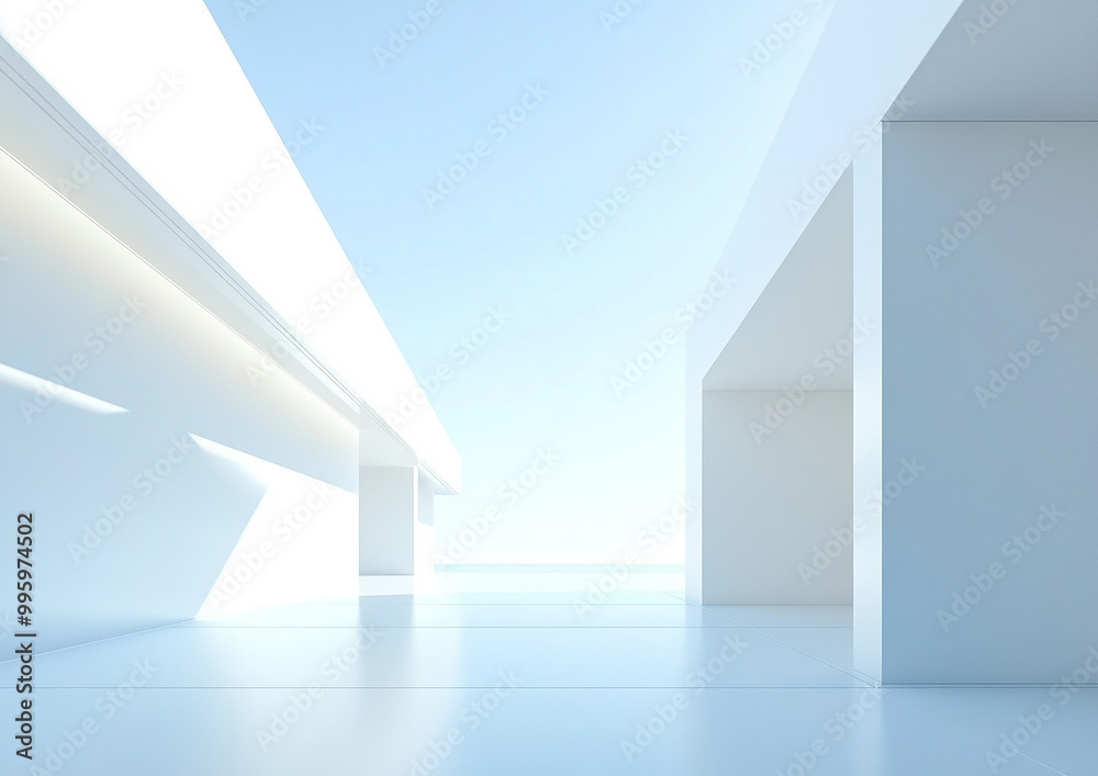 Abstract 3d rendering minimalist style architectural space scene, Abstract 3d rendering minimalist style architectural space scene,