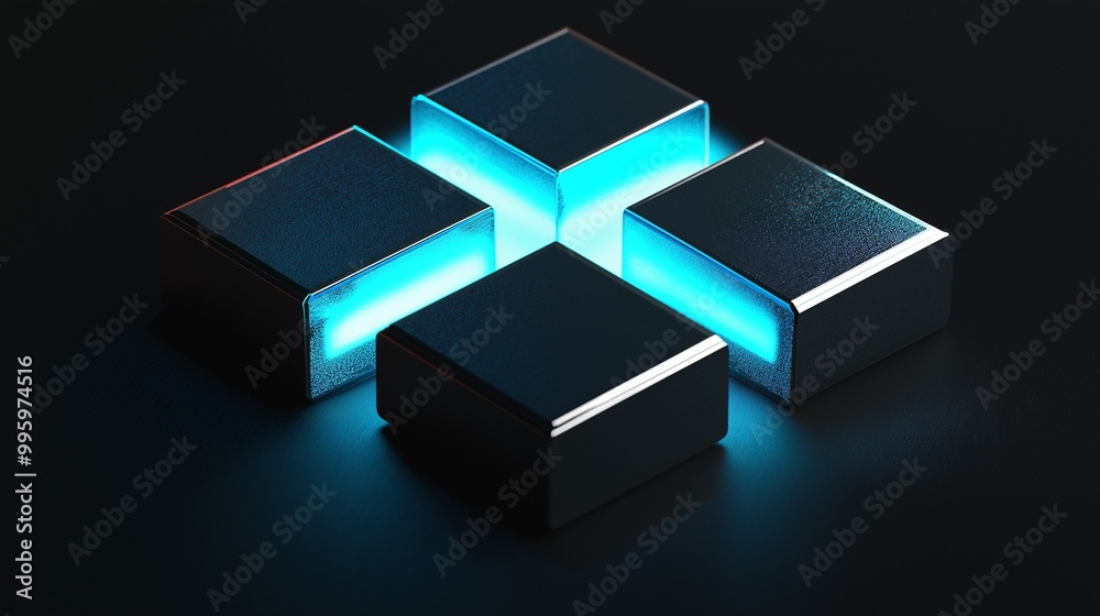 Reflective metal 'X' symbol with a glowing blue core Reflective metal 'X' symbol with a glowing blue core