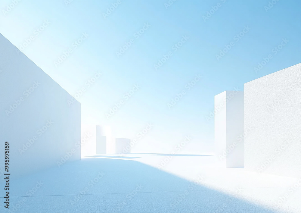 Abstract 3d rendering minimalist style architectural space scene, Abstract 3d rendering minimalist style architectural space scene,