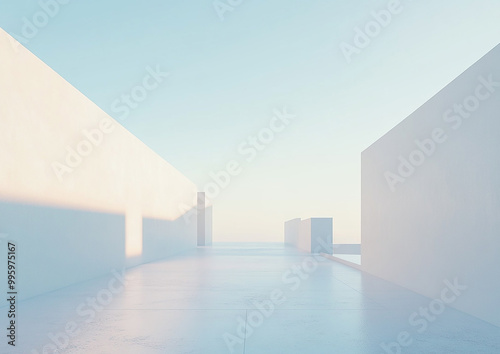 Abstract 3d rendering minimalist style architectural space scene,