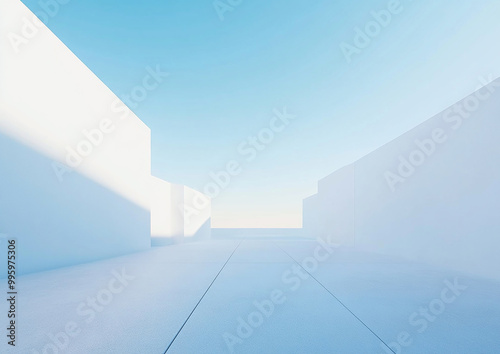 Abstract 3d rendering minimalist style architectural space scene,