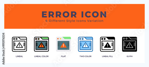 Error icon in filled. thin line. outline stroke and flat style.