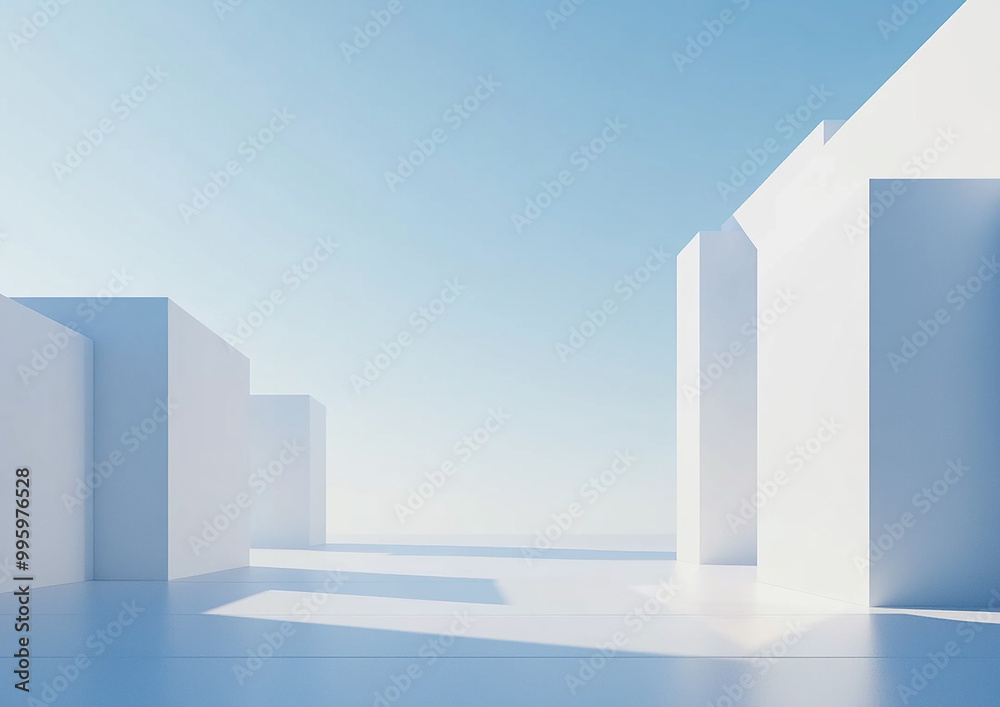 Abstract 3d rendering minimalist style architectural space scene, Abstract 3d rendering minimalist style architectural space scene,