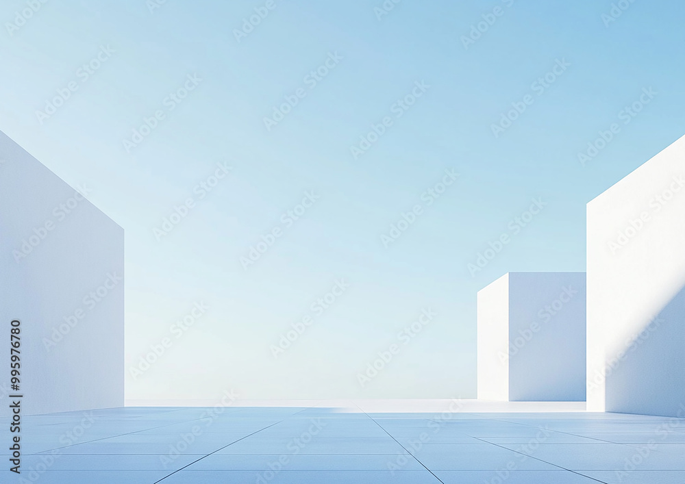 Abstract 3d rendering minimalist style architectural space scene, Abstract 3d rendering minimalist style architectural space scene,